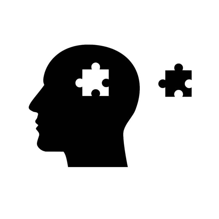 Silhouet of a head with a missing puzzle piece